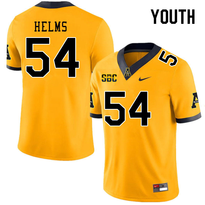 Youth #54 Isaiah Helms Appalachian State Mountaineers College Football Jerseys Stitched Sale-Gold